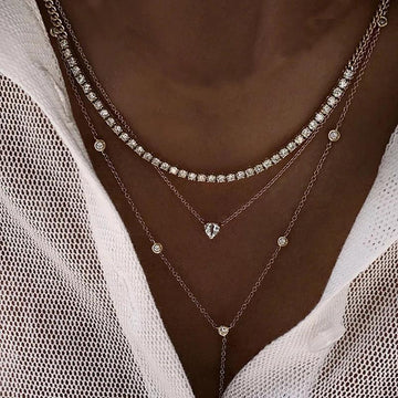 Vintage Gold Colour Necklace For Women and Girls - Boho Multi Layer Crystal Pendants Necklaces Fashion Gifts - The Jewellery Supermarket